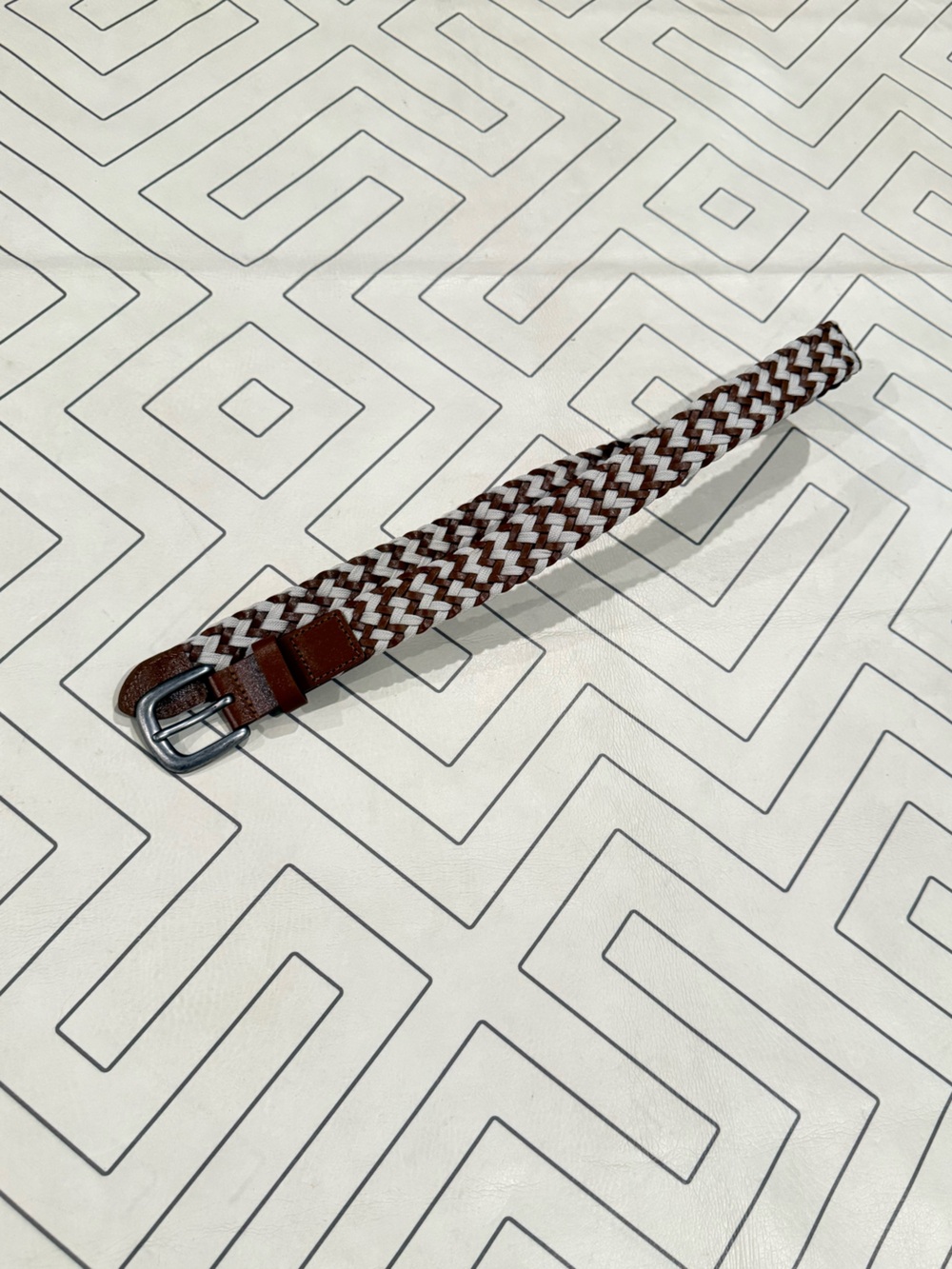 Janie and Jack Brown and White Woven Braided Belt